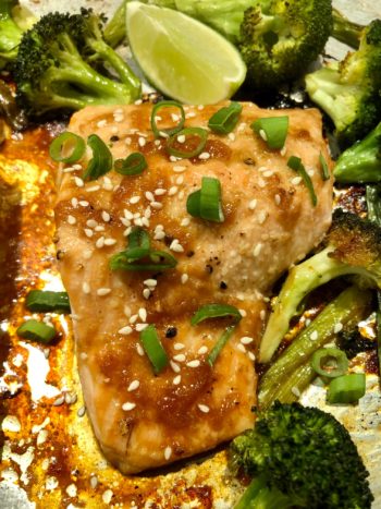 Sheet-Pan Salmon and Broccoli With Sesame and Ginger
